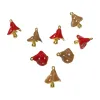 A creative design of a fashionable gift with a white heart-shaped tray decorated with red, brown and white mushroom pendants Item Picture